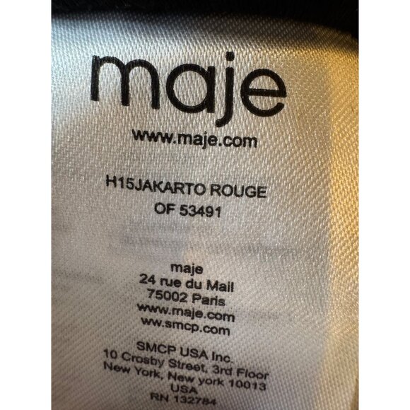 Maje Skirt Women Medium‎ Red Rouge Jacquard Tweed Jakarto Pencil Straight Mini - Picture 8 of 10